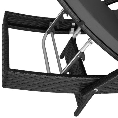 Chaise Longue En Rotin Et Aluminium Résistant Aux Intempéries Et Aux Uv Noir