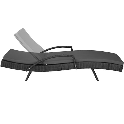 Chaise Longue En Rotin Et Aluminium Résistant Aux Intempéries Et Aux Uv Noir