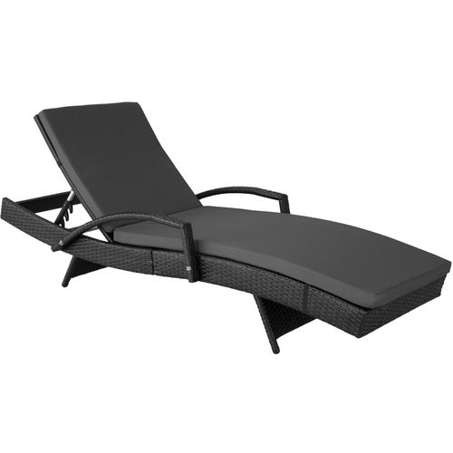 Chaise Longue En Rotin Et Aluminium Résistant Aux Intempéries Et Aux Uv Noir
