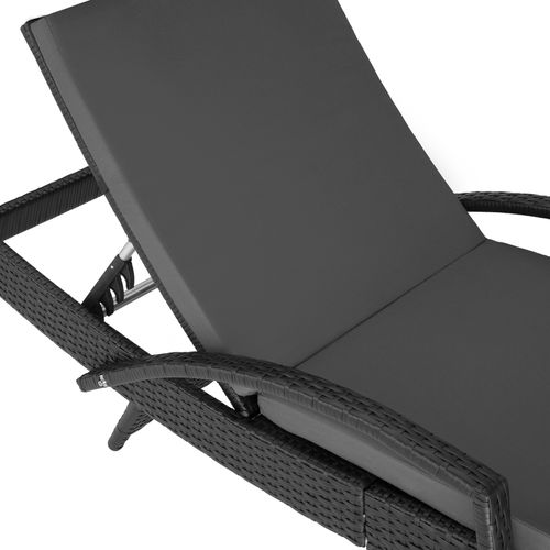 Chaise Longue En Rotin Et Aluminium Résistant Aux Intempéries Et Aux Uv Noir