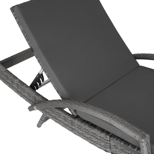 Chaise Longue En Rotin Et Aluminium Océane En Résine Tressée, Aluminium Gris