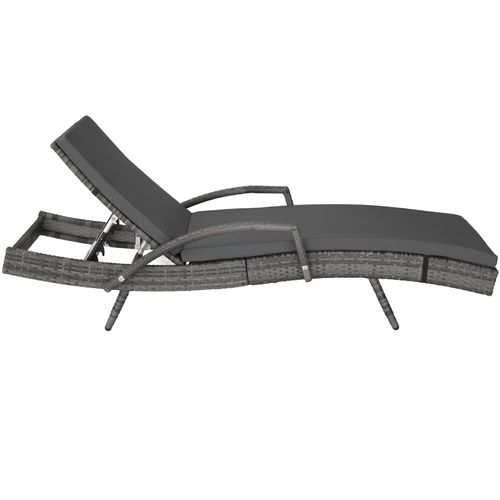 Chaise Longue En Rotin Et Aluminium Océane En Résine Tressée, Aluminium Gris