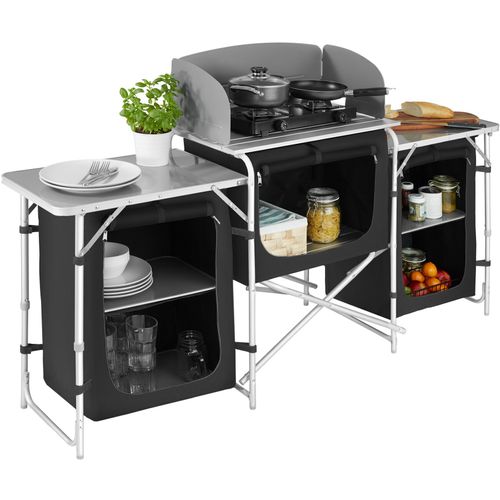 Cuisine De Camping XXL Avec Structure En Aluminium Et 5 Compartiments XXL En Aluminium Noir