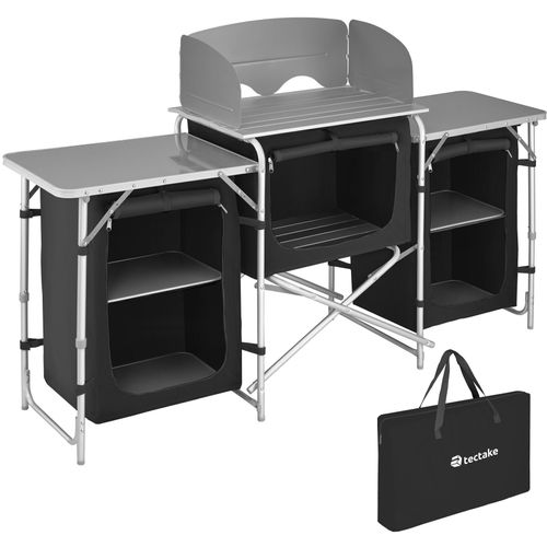Cuisine De Camping XXL Avec Structure En Aluminium Et 5 Compartiments XXL En Aluminium Noir
