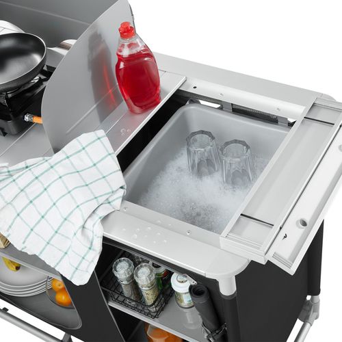 1 Cuisine De Camping De Luxe Avec Structure En Aluminium Et 4 Compartiments Luksus En Aluminium Noir