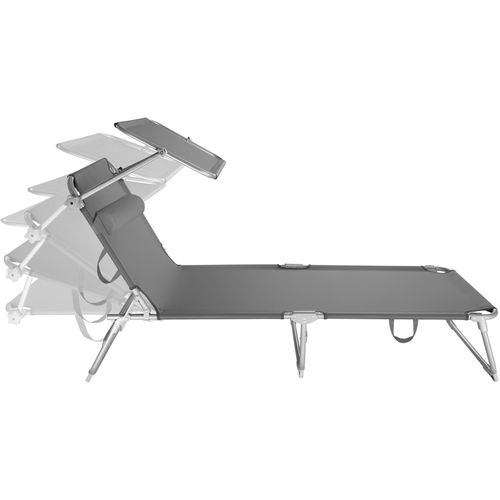 Lot De 2 Transats En Acier Pliant Avec Pare-soleil Et Appuie-tête Amovible