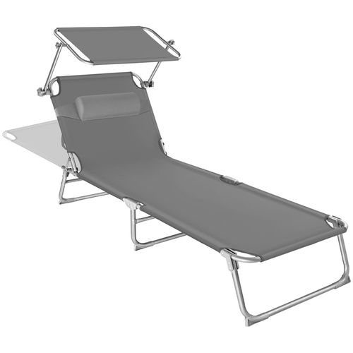 Lot De 2 Transats En Acier Pliant Avec Pare-soleil Et Appuie-tête Amovible