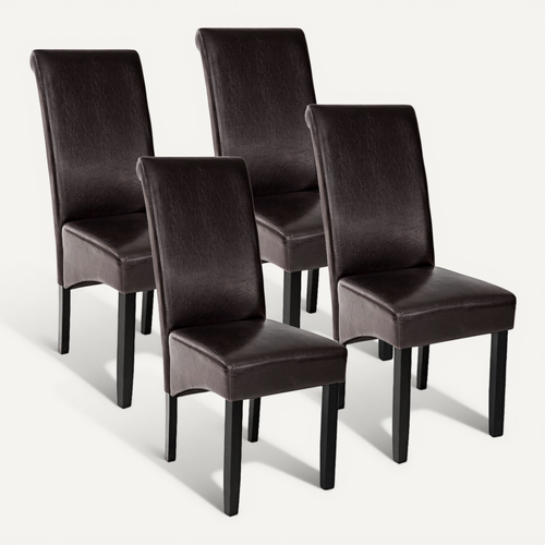 Lot De 4 Chaise De Salle À Manger En Matière Synthétique Marron