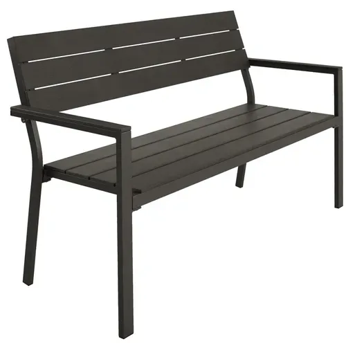 Banc De Jardin 2 Places Aluminium Résistant Intempéries Gris Foncé