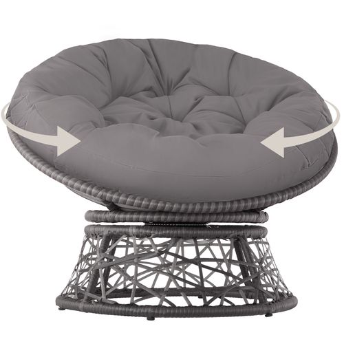 Fauteuil De Jardin En Rotin Gargano En Résine Tressée, Acier Gris