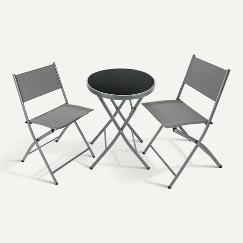 Ensemble Table Et Chaises De Jardin Bistrot Gris 45.5 X 58 X 81 Cm