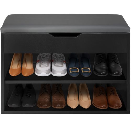 Banc à Chaussures Jasmina En Bois Mdf Noir