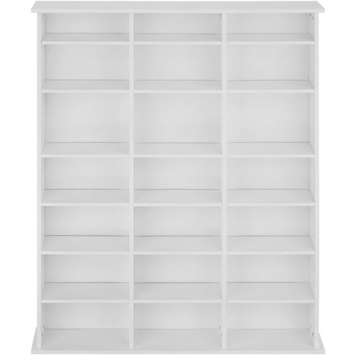 Étagère Dvd Cd Aspect Bois Réglable 105,5x19x136,5cm Blanc Mat