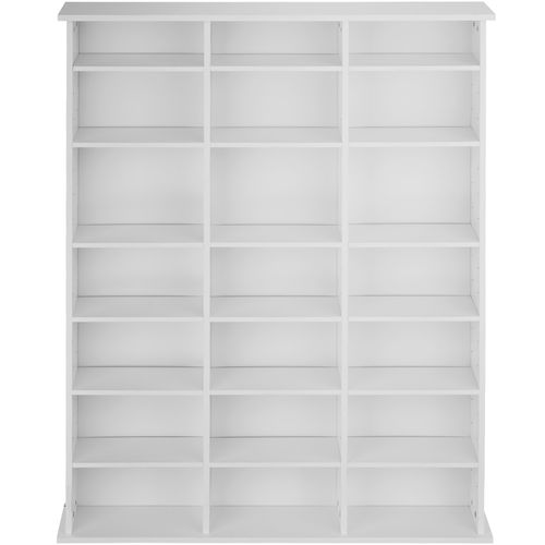 Étagère Dvd Cd Aspect Bois Réglable 105,5x19x136,5cm Blanc Mat