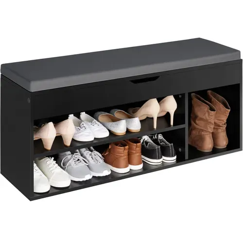 Banc à Chaussures Natalia En Bois Mdf Noir