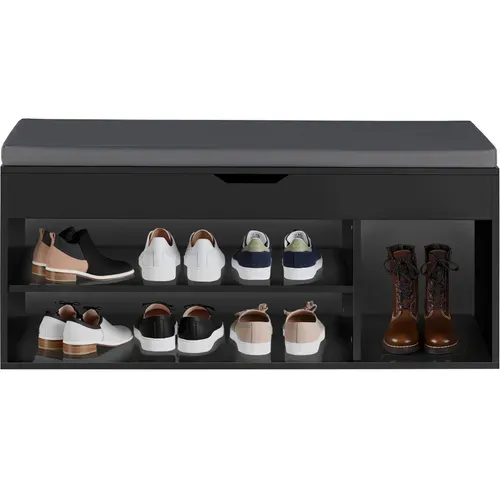 Banc à Chaussures Natalia En Bois Mdf Noir
