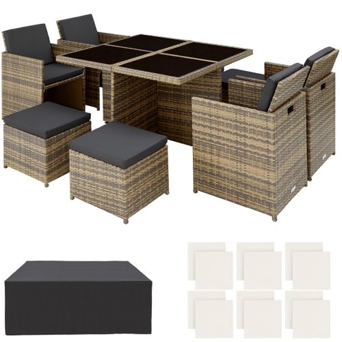 Salon De Jardin Manhattan 8 Places Avec 2 Sets De Housses + Housse De Protection