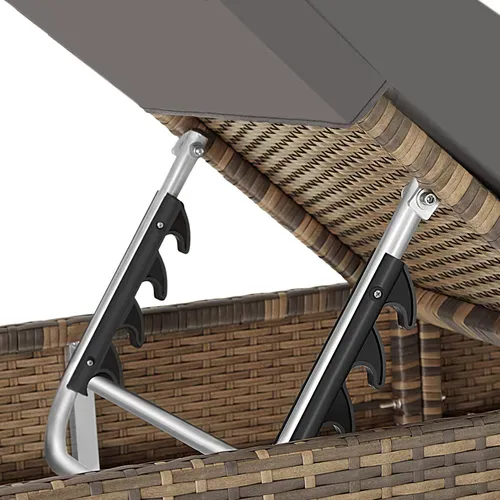 Lot De 2 Bains De Soleil Avec Table De Rangement En Rotin Et Aluminium