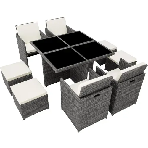 Salon De Jardin Manhattan 8 Places Avec 2 Sets De Housses + Housse De Protection