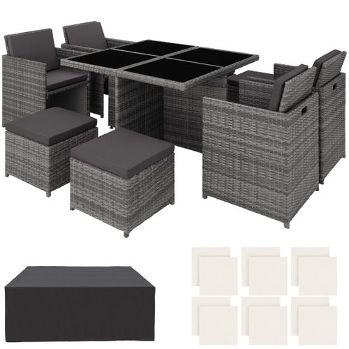 Salon De Jardin Manhattan 8 Places Avec 2 Sets De Housses + Housse De Protection