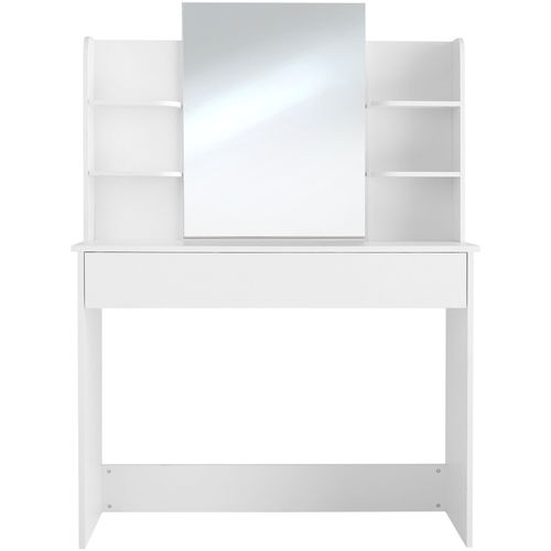 Coiffeuse En Panneau Aggloméré Avec Miroir Et Rangements Blanc