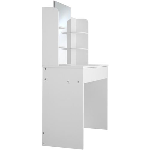 Coiffeuse En Panneau Aggloméré Avec Miroir Et Rangements Blanc