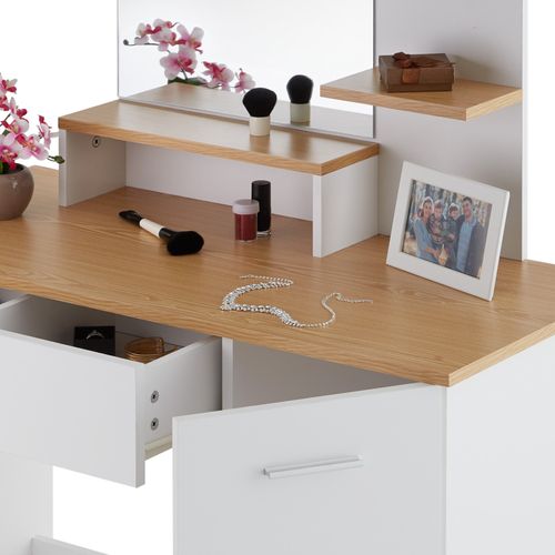Coiffeuse Table De Maquillage Avec Miroir Blanc