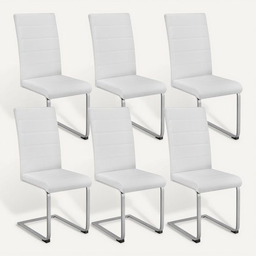 Lot De 6 Ensemble De Chaises De Salle À Manger Bettina En Matière Synthétique Blanc