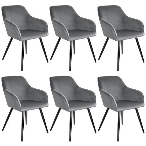 Lot De 6 Chaise Style Scandinave Marilyn En Polyuréthane Gris/noir