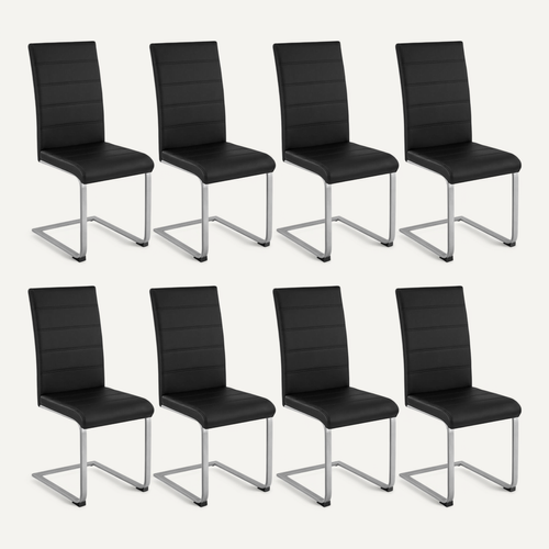 Lot De 8 Ensemble De Chaises De Salle À Manger Bettina En Matière Synthétique Noir