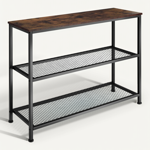 1 Console Bristol En Bois Mdf Bois Foncé Industriel, Rustique