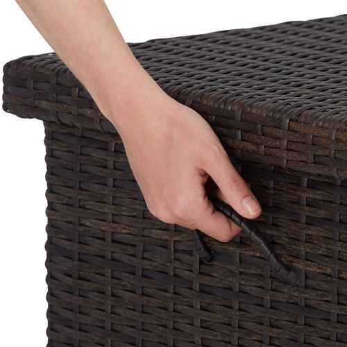 Coffre De Jardin Pour Coussins Kiruna En Résine Tressée, Acier Marron