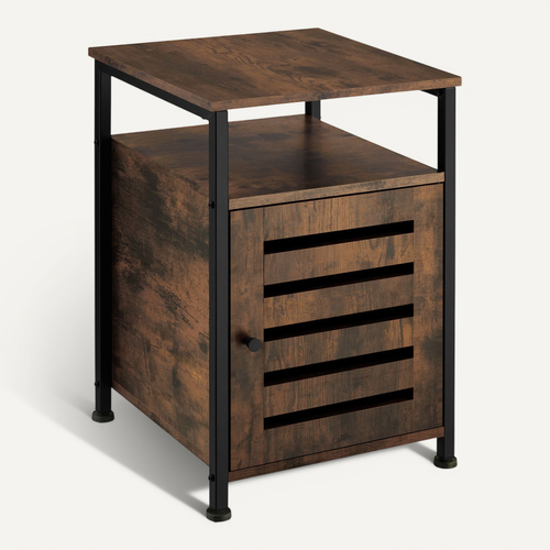 1 Armoire D'appoint Cork En Bois Mdf Bois Foncé Industriel, Rustique