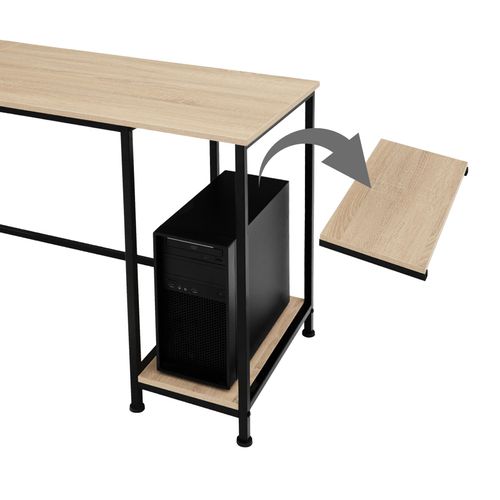 Bureau Style Industriel Avec Étagère 2 Espaces De Stockage Bois Clair