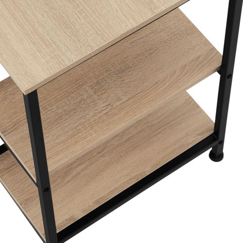 Bureau Style Industriel Avec Étagère 2 Espaces De Stockage Bois Clair