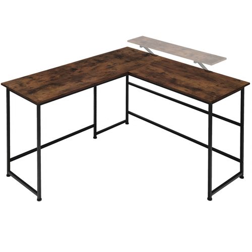 Bureau En Panneau De Fibres Avec étagère Stockage Bois Foncé