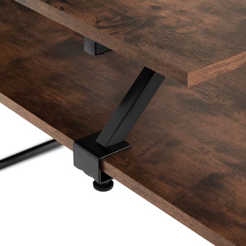 Bureau En Panneau De Fibres Avec étagère Stockage Bois Foncé