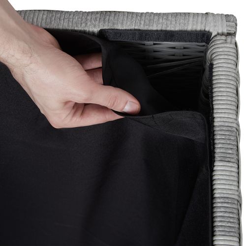 1 Coffre De Jardin Caisse De Rangement Pour Coussins Oslo En Résine Tressée, Aluminium Gris Clair