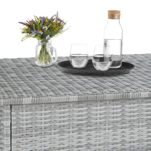 1 Coffre De Jardin Caisse De Rangement Pour Coussins Oslo En Résine Tressée, Aluminium Gris Clair