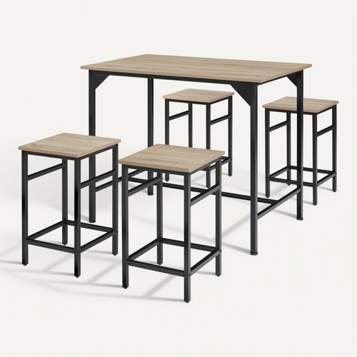 1 Ensemble Table De Bistrot édimbourg En Bois Mdf Bois Clair Industriel, Chêne Sonoma