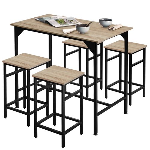 1 Ensemble Table De Bistrot édimbourg En Bois Mdf Bois Clair Industriel, Chêne Sonoma