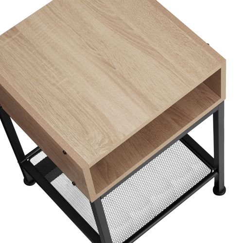 Table De Chevet Harlow En Panneau Aggloméré Bois Clair Industriel, Chêne Sonoma