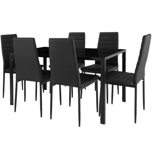 Ensemble Table Et Chaises De Salle à Manger 7 Pièces En Acier Noir
