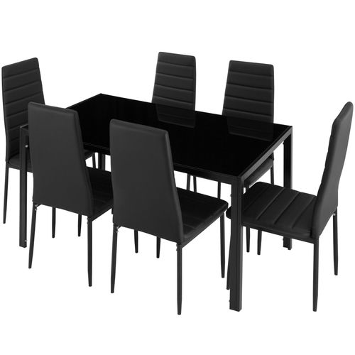 Ensemble Table Et Chaises De Salle à Manger 7 Pièces En Acier Noir