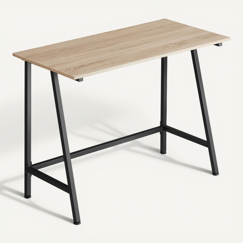 1 Bureau Newton En Panneau Aggloméré Bois Clair Industriel, Chêne Sonoma