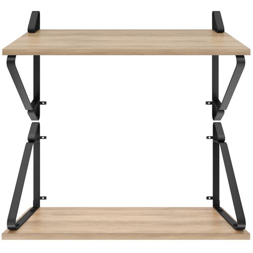 Lot De 2 étagères Murales Style Industriel 15kg Max. Bois Clair