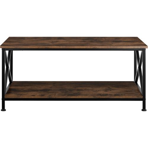 1 Table Basse Salon Pittsburgh En Panneau Aggloméré Bois Foncé Industriel, Rustique