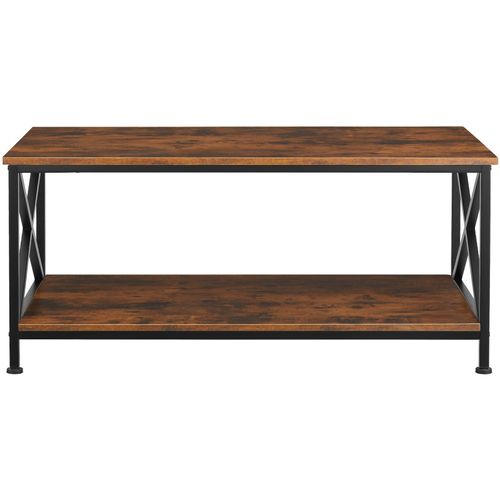1 Table Basse Salon Pittsburgh En Panneau Aggloméré Bois Foncé Industriel, Rustique