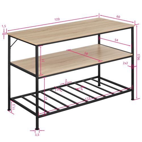 étagère De Cuisine Akeley En Panneau Aggloméré Bois Clair Industriel, Chêne Sonoma