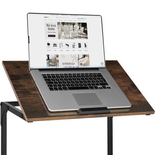 Table D'appoint 55 X 35 X 66,5 Cm En Panneau Aggloméré Bois Foncé